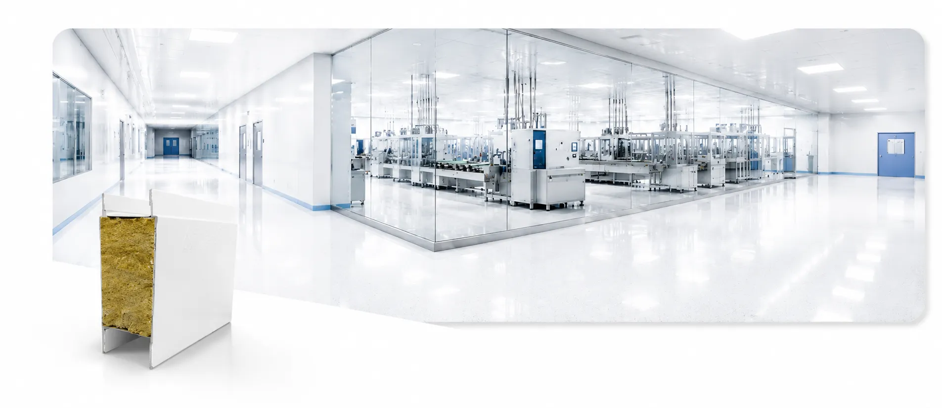 Bright cleanroom production facility interior