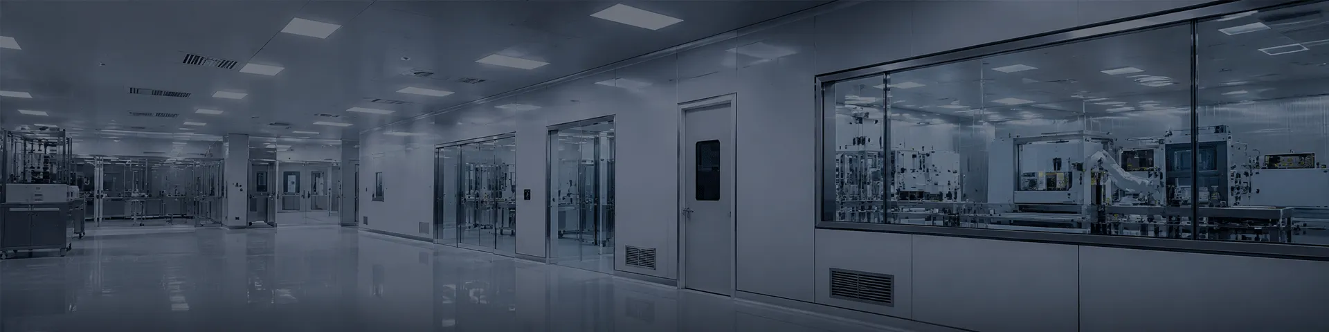 Cleanroom interior before wall and ceiling panel renovation