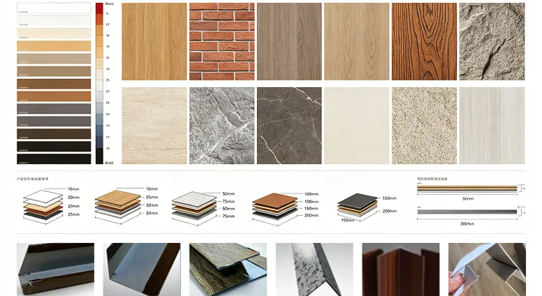 Decorative metal wall panel finish and accessory reference chart