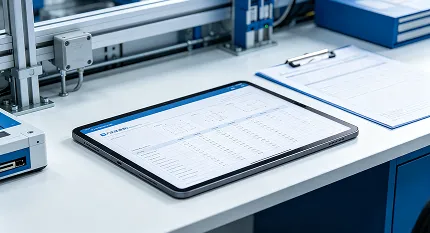 Panel accessory drawings and samples on an engineering workbench