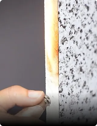 Insulated sandwich panel core and metal facing sample