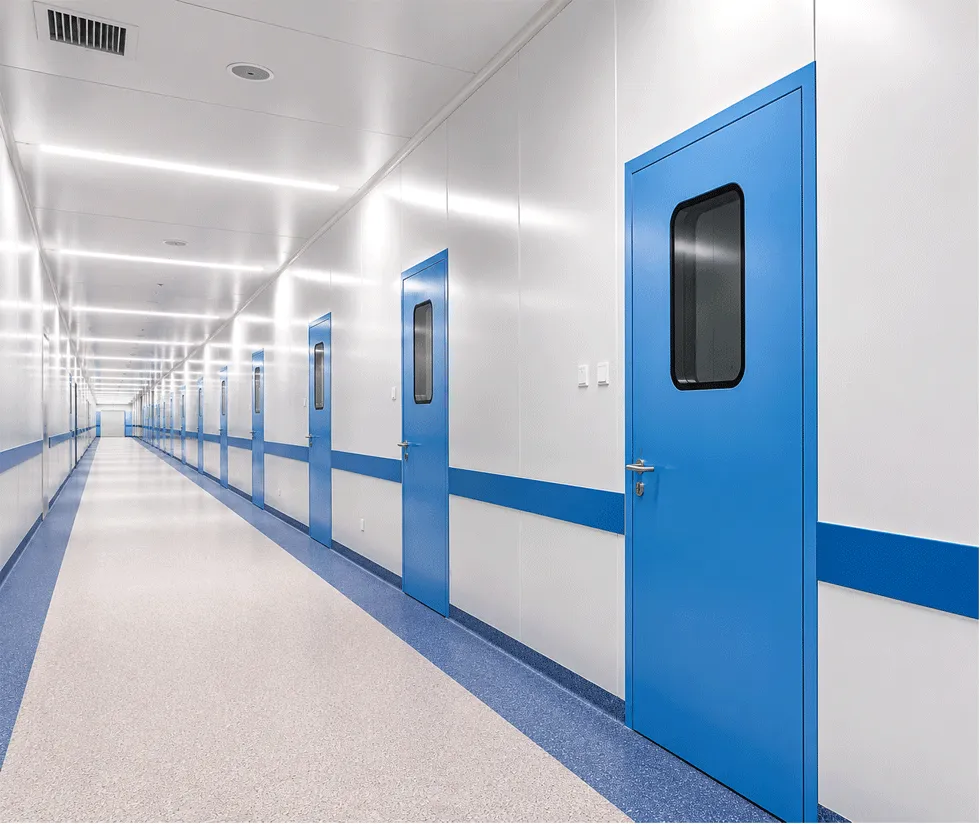 Cleanroom corridor built with insulated wall panels