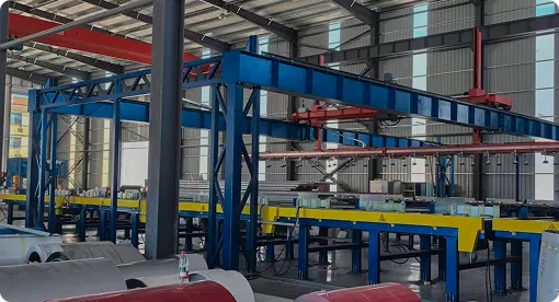 Insulated panel production equipment inside the Fuqiang factory