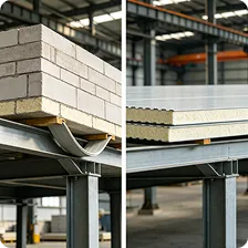 Insulated sandwich panel wall section in a building frame