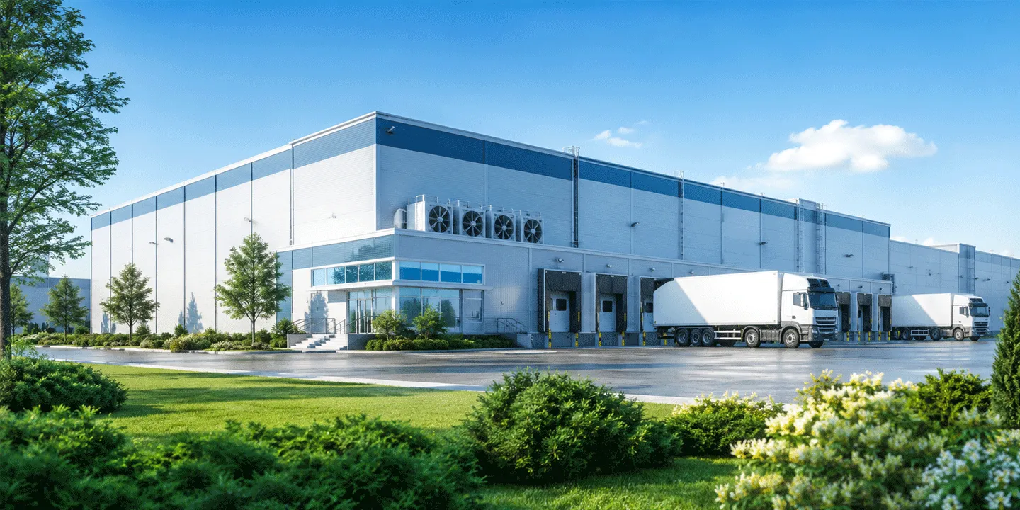 Modern cold storage facility exterior