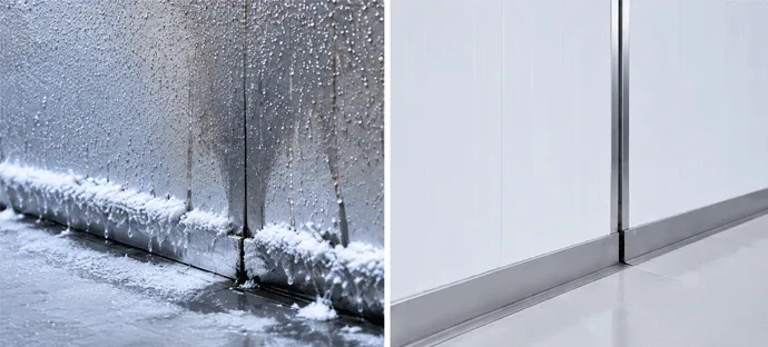 Cold storage wall surface and insulated panel joint details