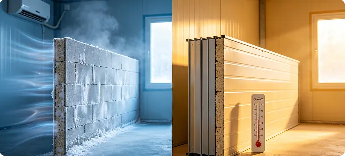 Insulated wall panel interior for temperature-controlled spaces