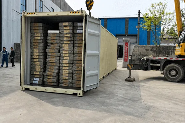 Packaged sandwich panels ready for container loading to Canada