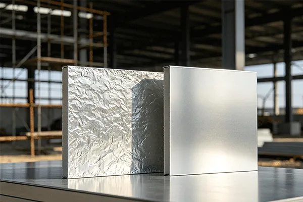 Embossed metal sandwich panel surface comparison