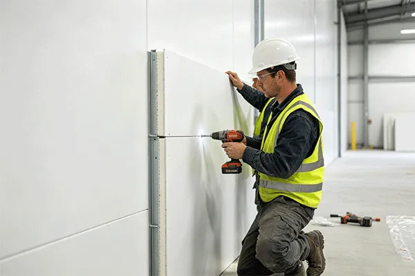 Hidden-screw PU sandwich panel tongue-and-groove joint sealing