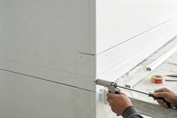 PU sandwich panel wall alignment and opening trim installation